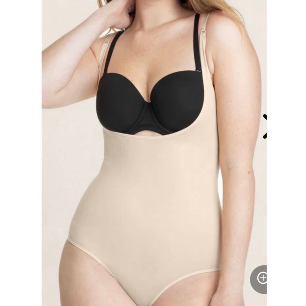 Shapermint Essentials Open Bust Bodysuit Shaper Chai Beige Large
